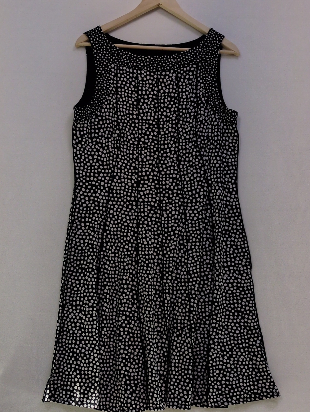 Perceptions New York Black White Polka Dot Sleeveless Midi Dress Size Large